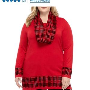 Plus Size Long Sleeve Infinity Scarf Sweater